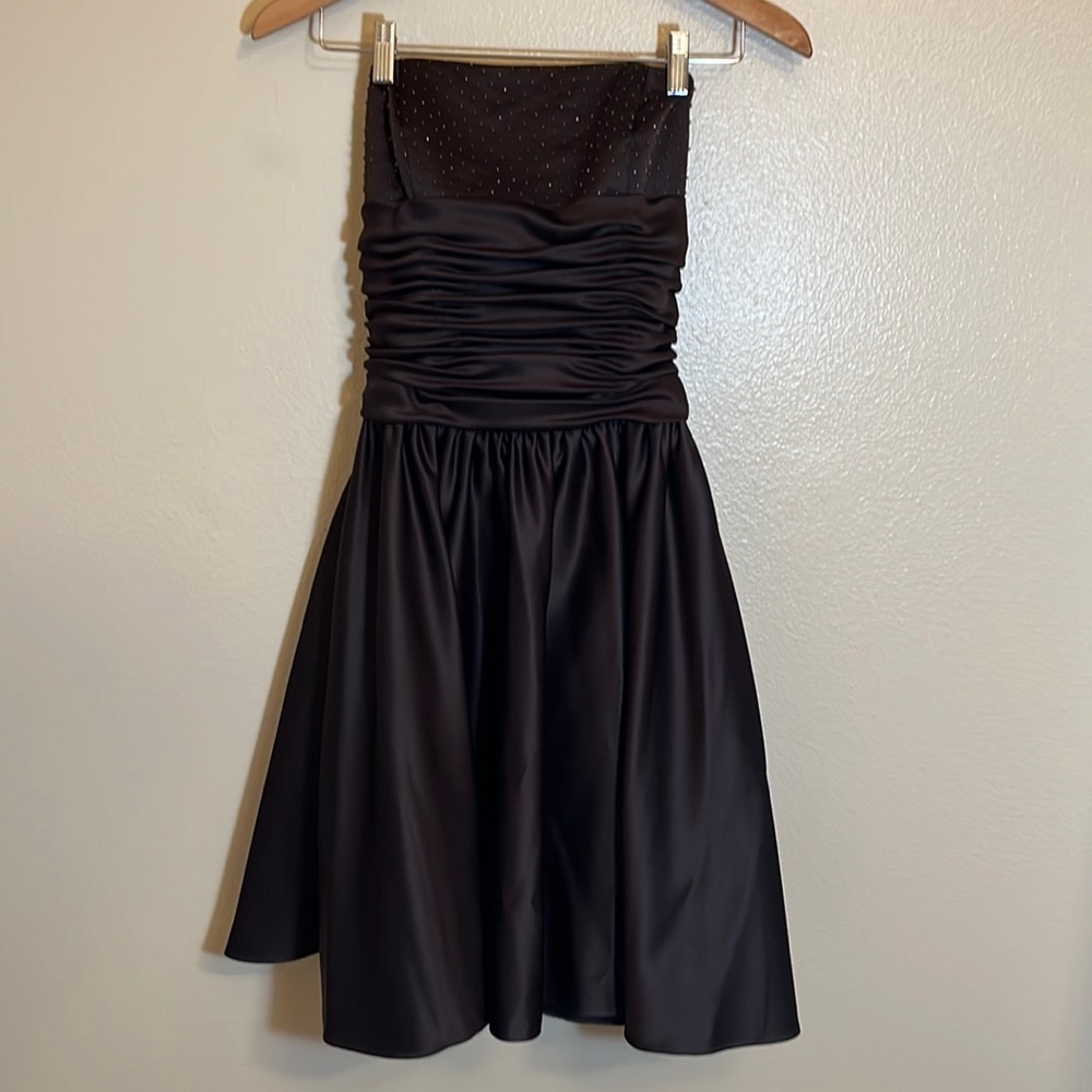 Eden Maids Brown Mini Strapless Formal Event Homecoming Prom Bridesmaid Dress